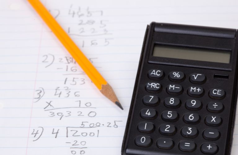 Calculator with Pencil and Paper