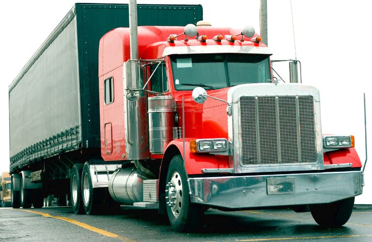 Red Semi Truck on Highway