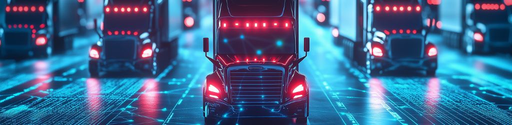 Graphic of Commercial Trucks on Data Background